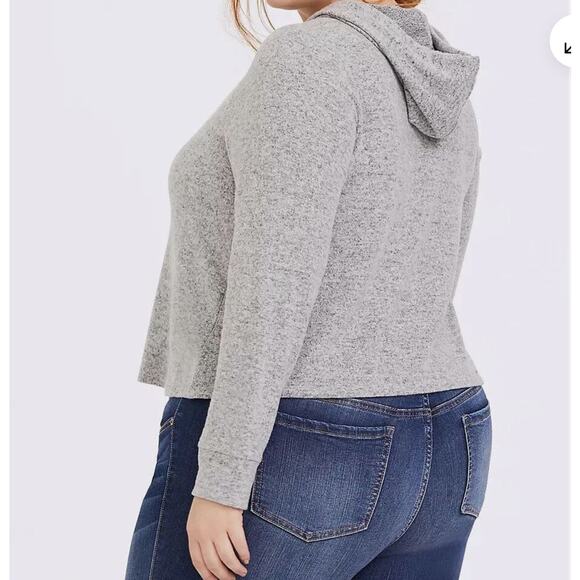 Torrid Super Soft Plush Midi Cropped Cozy Grey Hoodie Hooded Top Size: 00X (10) - Picture 2 of 9